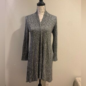 Charcoal Knit Open Front Duster Cardigan
